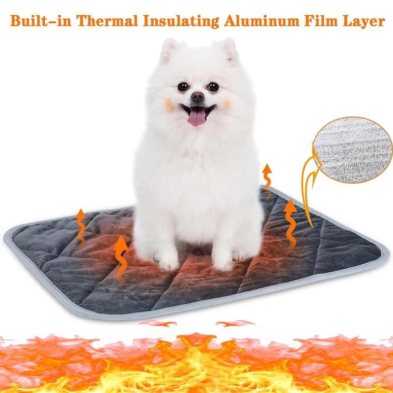 Self Heating Pet Pad Extra Winter Warm Thermal Dog Crate Pad Washable Anti-Slip Kennel Mat Pet Suit for Medium Small Dogs & Cats