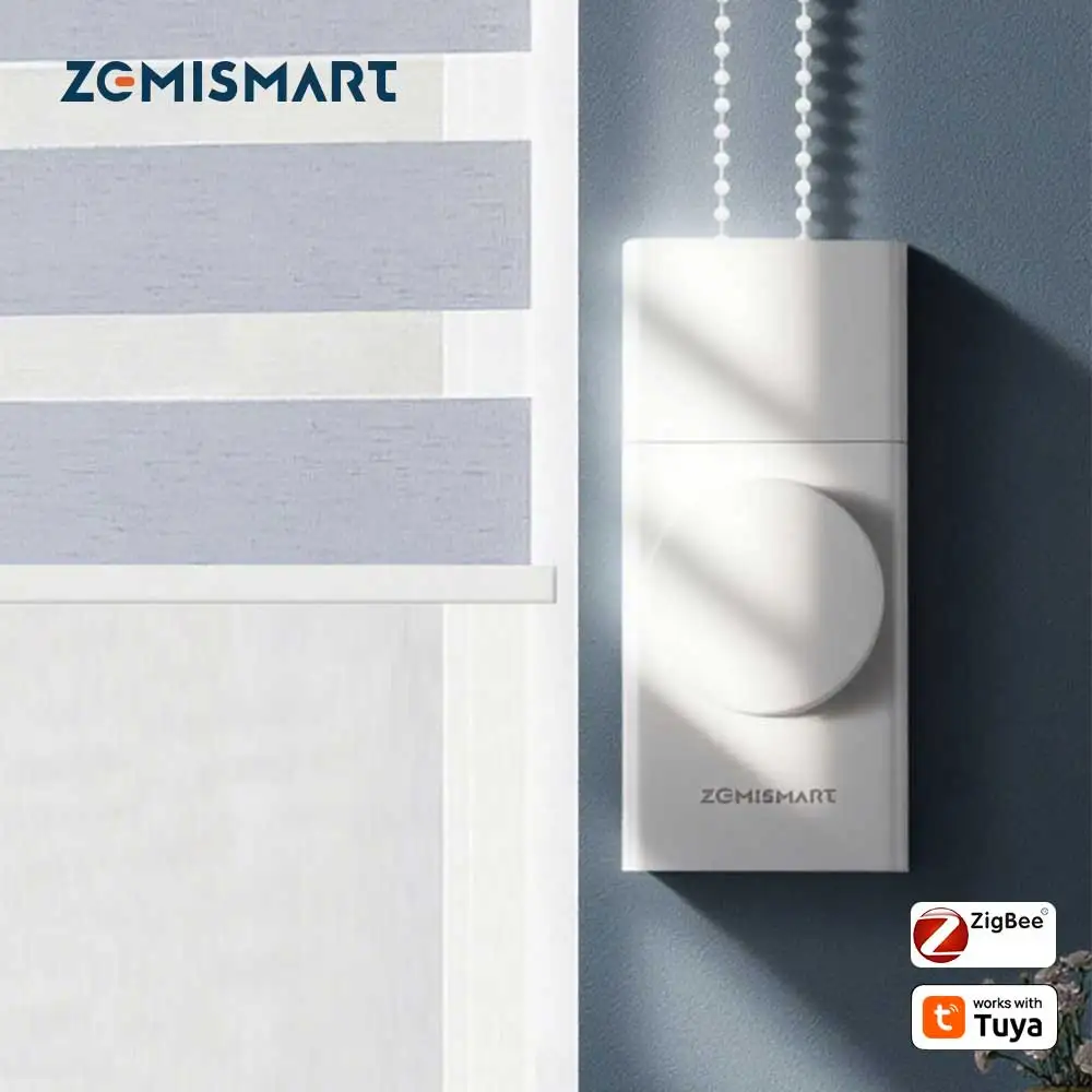

Zemismart Smart Zigbee Roller Shade Driver Work with Tuya App Rechargeable Curtain Motor Alexa Google Home Voice Control