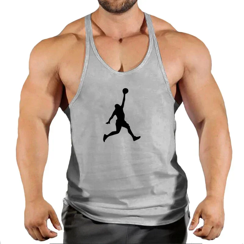 NEW Brand 2023 Gym Workout Sleeveless Shirt Sports Tank Top Men Bodybuilding Fitness Sports Cotton T-shirt Men Running Vest