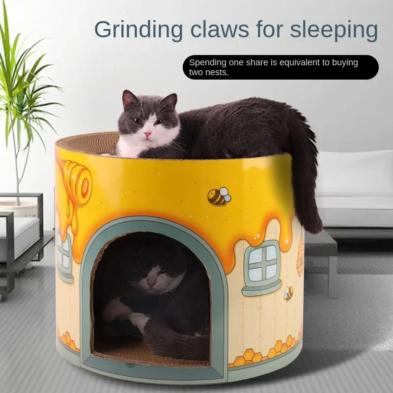 

Cat Bed Cattery Scratching Post Winter House Cat Villa Kennel Pet Products All-season Dog House Pet Accessories Cat Supplies