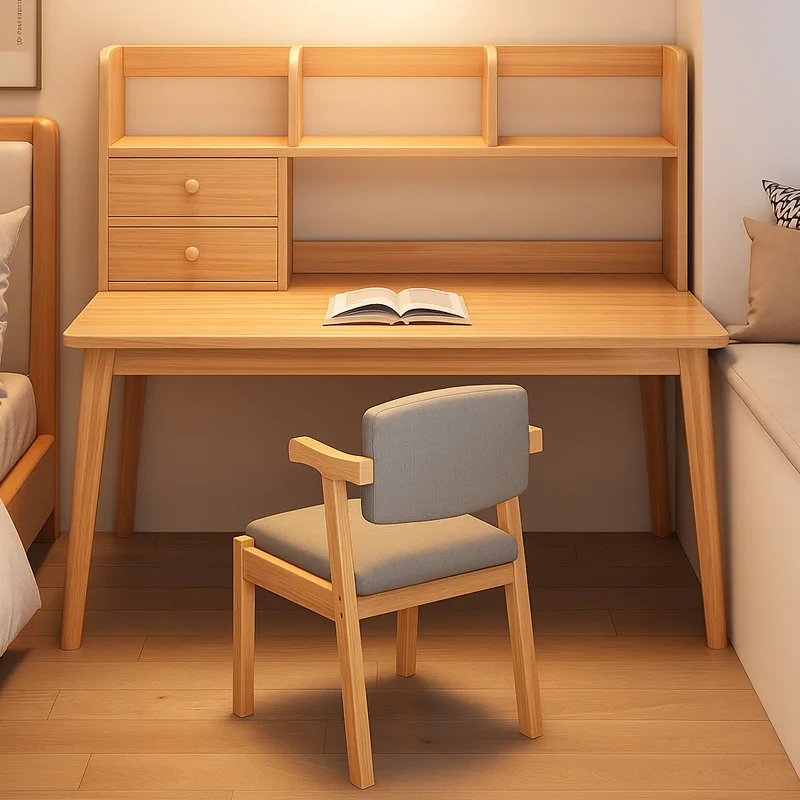 Desk bookshelf integrated table girls bedroom computer desk simple desk home students study table against the wall