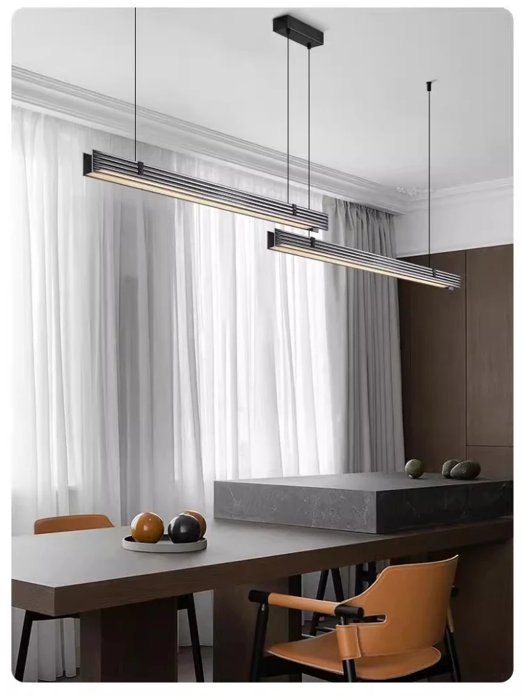 Restaurant pendant light minimalist straight glass strip creative light luxury bar counter island table pendant light