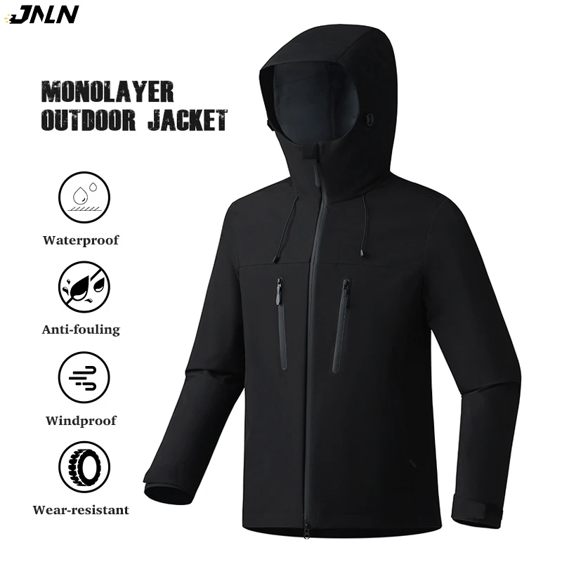 

JNLN Women Men Waterproof Jacket Hiking Camping Trekking Windbreaker Unisex Outdoor Sporty Rain Coat Hooded Climbing Clothes