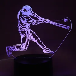 1pc  Baseball  3D Night Light, 3D Optical Illusion Lamp With Touch, 7-Color Changing Ambient Light For Bedroom