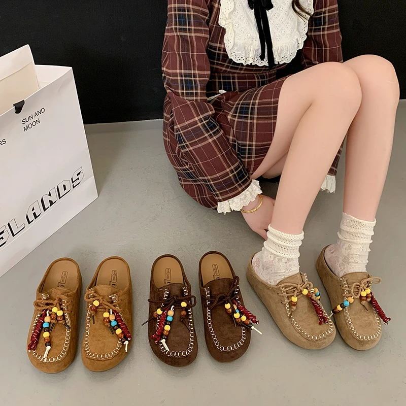 

2025 женские босоножки без шнуровки на толстом каблуке с открытым носком, летняя уличная одежда, новый стиль 2025 года, сандалии с пряжкой, тапочки на плоской подошве