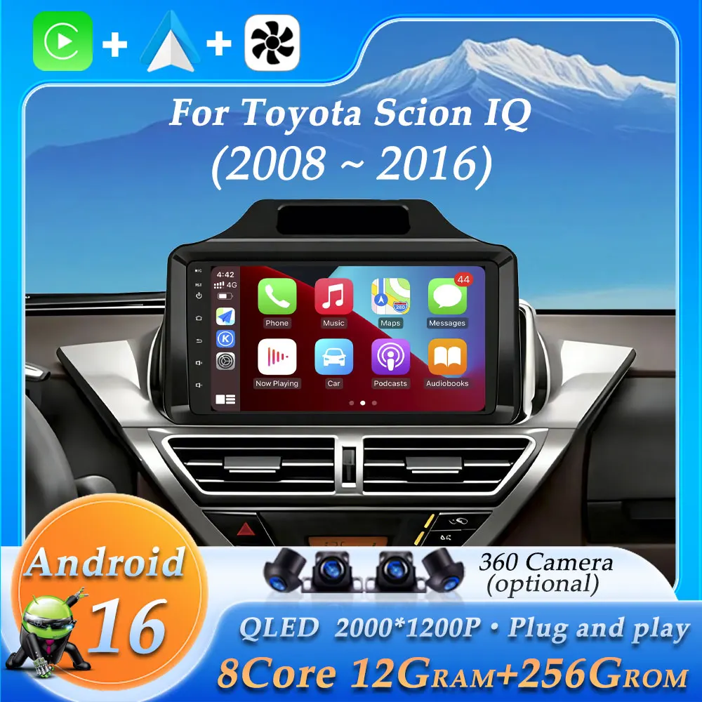 Car Radio Video for Toyota Scion IQ 2008 - 2016 Multimedia Player GPS Navi Stereo WiFi 4G BT Wireless CarPlay Accessories 2.5 D