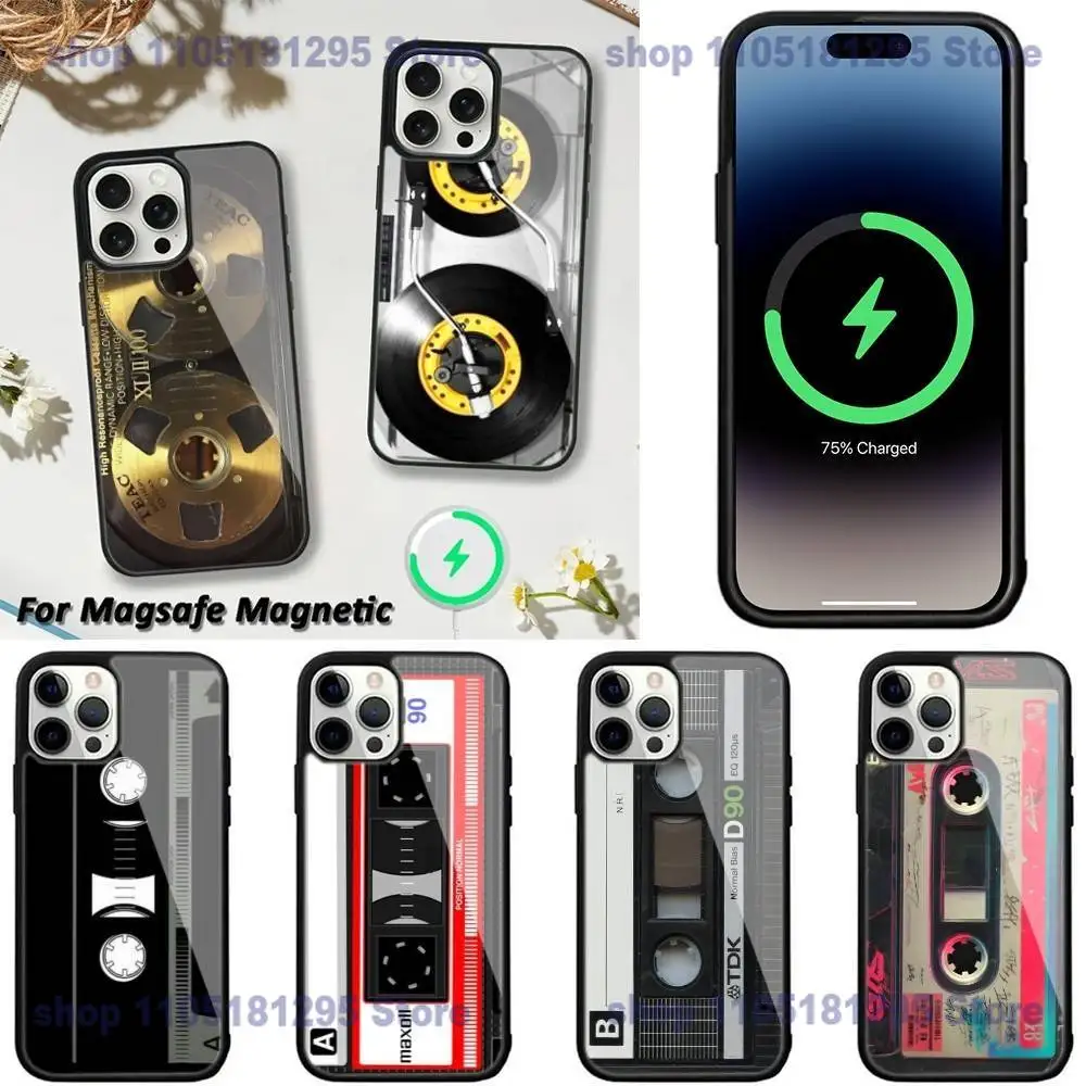 

Retro Magnetic Radio Tape Cassette Phone Case For iPhone 17,16,15,14,13,12,11,Plus,Pro,Max,Mini Magnetic Wireless Charging