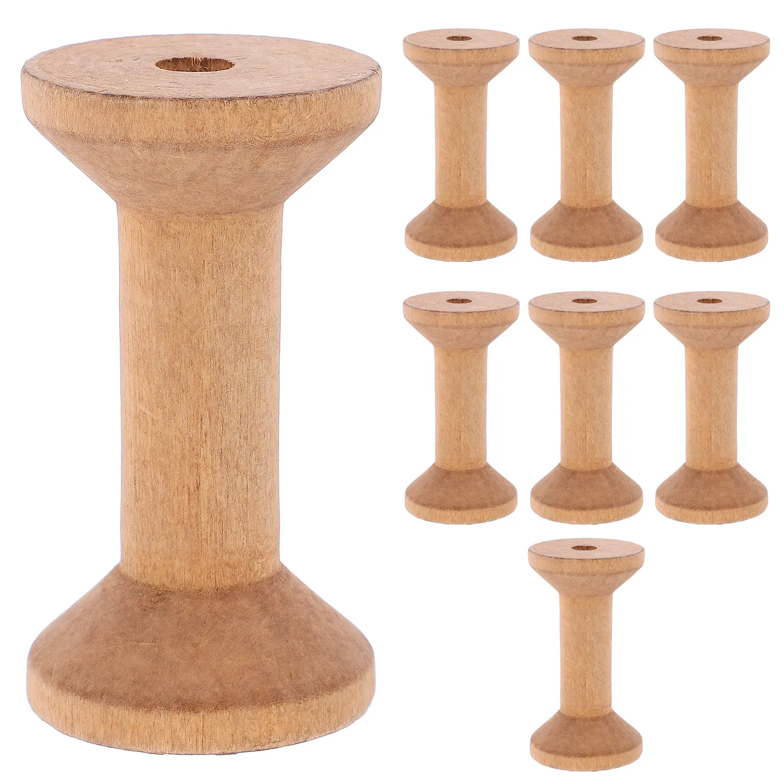 8Pcs Wooden Empty Bobbin Spools 70x40mm Barrel Shaped for Sewing Embroidery Threads Jewelry Chains Craft DIY Painting Dyed