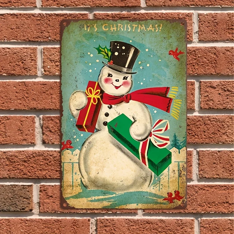 Sinais de metal de natal de boneco de neve vintage sinais de quintal de férias para casa sala de estar festa de inverno decoração de natal ao ar livre