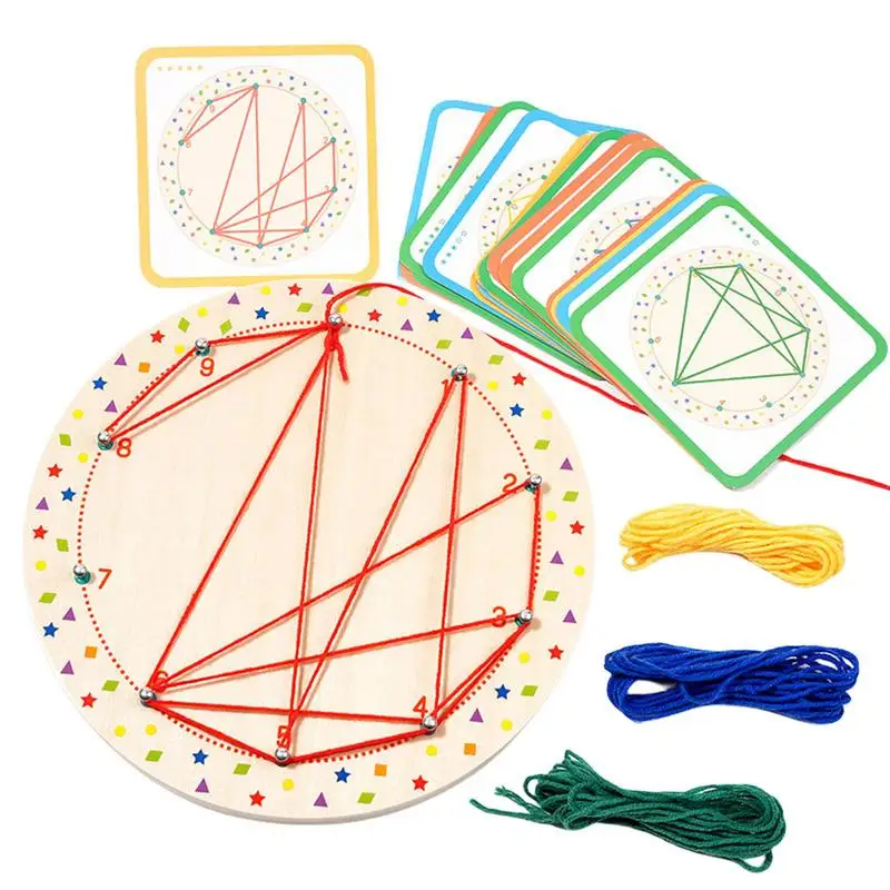 Wooden Geoboard  Mathematical Manipulative Block Pattern Cards Development Montessori Toys wooden Puzzle Array Block Geoboard