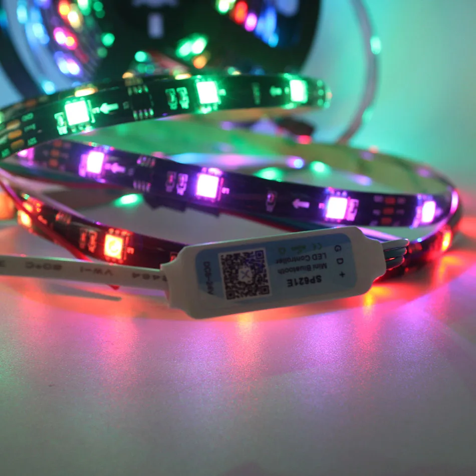 SP621E Bluetooth-compatible mini LED controller APP control DC5-24V For WS2812 WS2811 RGB Dream full color LED strip