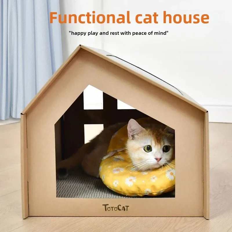 Cat Scratcher Lounge for Indoor Cats Cardboard Scratching Toy with Scratch Pads Paper Cat House Pet Play Feline