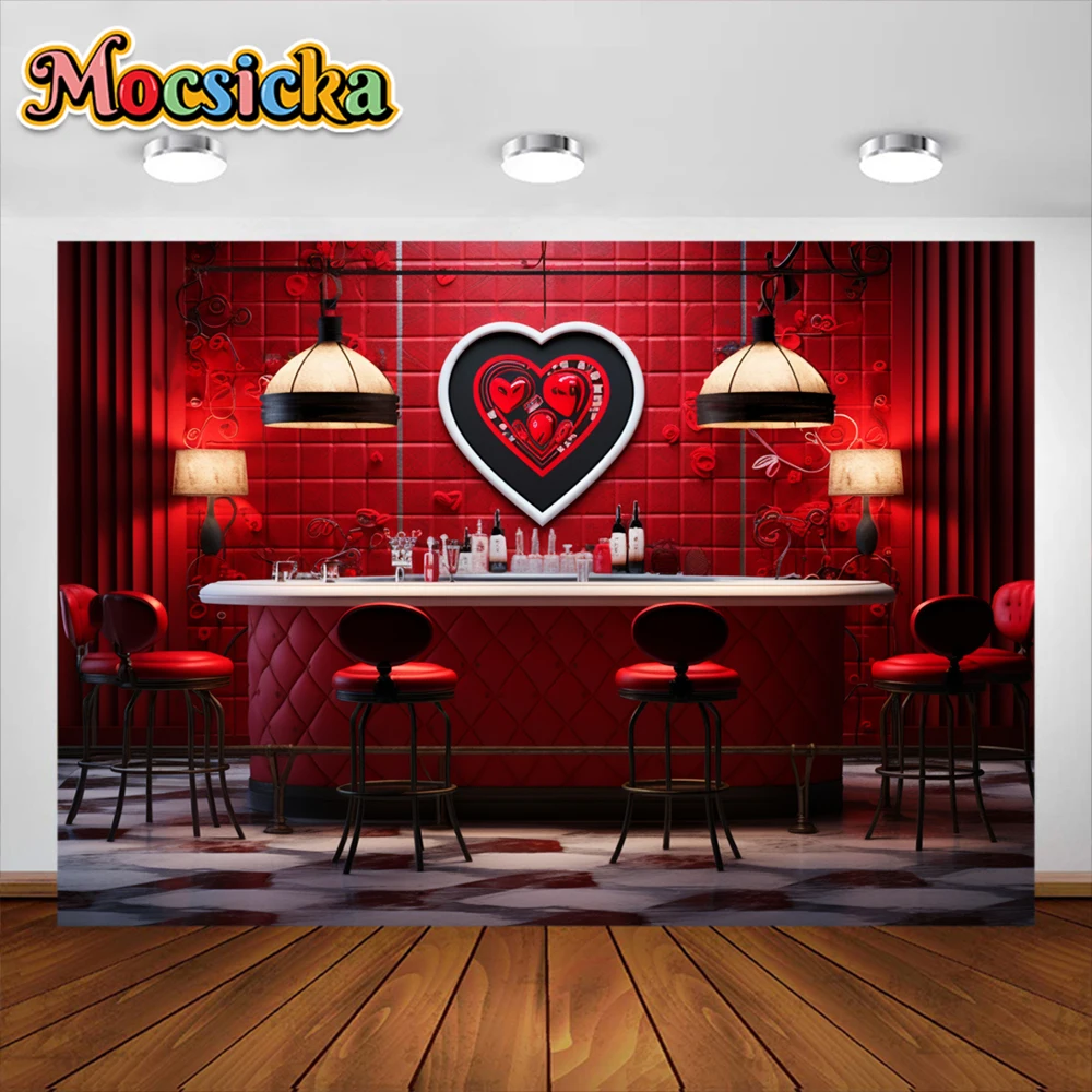 Valentine\'s Day Photography Background Sweetheart\'s Soda Shop Party Decoration Family Couple Portrait Backdrop Studio Banner