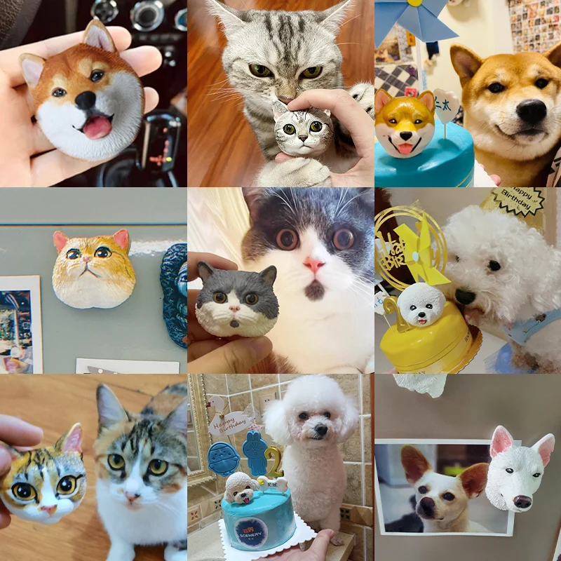 

Custom 3D Pet Photo Jewelry Customized Dog Head Ornament Personalized Cat Gift Pet Full-body Portrait Sculpture Lover Gift Ideas