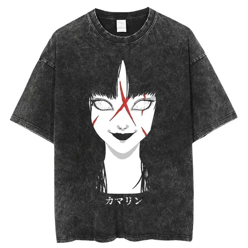 

Summer T-shirts Junji Ito Horror Men T Shirt Short Sleeve Tshirt Harajuku Casual Clothing Streetwear Top Anime T-shirts