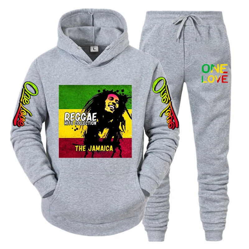 Ladies/Men\'s Hoodie Bob Marley Legend Reggae One Love Print Sweatshirt Winter Fashion Casual Top Long Sleeve+ Pants Suit Clothes