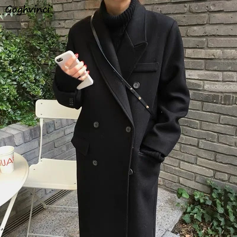 

Blends Women Black Solid Vintage Korean Fashion Style Office Lady Tender Ins Casual Basic Daily Cozy Temperament All-match Retro