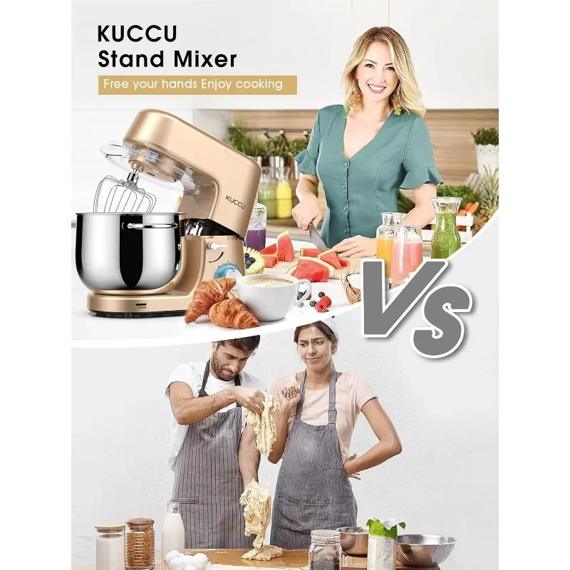 Kuccu-スタンド付き電気キッチンミキサー,8.5 qt,ダブルハンドル,6スピード,パルス付き,660w,チルトヘッド,フードミキサー