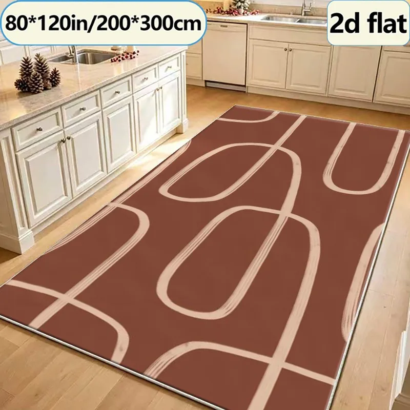 Red Clay-Colored Bohemian Style Abstract Pattern Carpet, Mid-Century Modern Style Carpet, Suitable for Living Room, Bedroom, and Home Floor Decoration