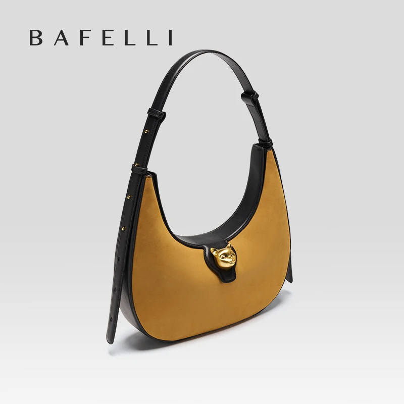 BAFELLI 2024 NEW WOMEN\'S HANDBAG CAT SERIES GENUINE LEATHER LUXURY BRAND FASHION RETRO STYLE SHOULDER HOBOS FLAP BAGS FEMALE