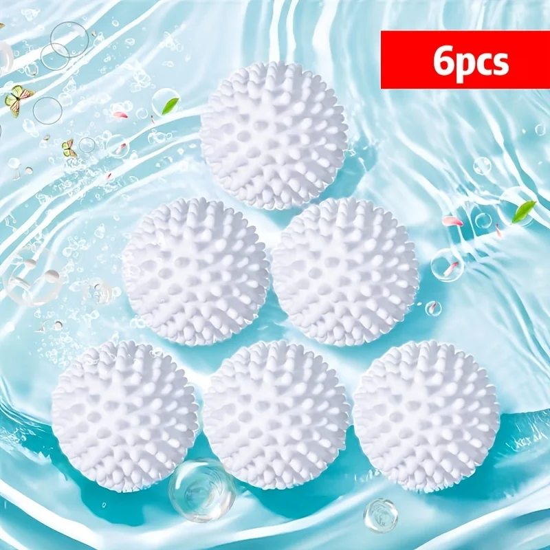 6PCS Pieces Silicone Reusable Laundry Ball TPR Anti Winding Laundry Ball Circular Pure White Magic Cleaning Drum Hair Removal