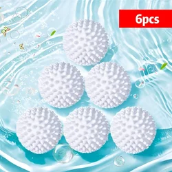 6PCS Pieces Silicone Reusable Laundry Ball TPR Anti Winding Laundry Ball Circular Pure White Magic Cleaning Drum Hair Removal