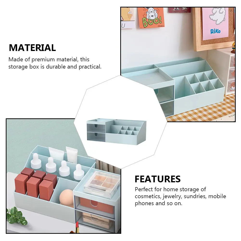 

Makeup Storage Box Large Capacity Divided Desktop Organizer For Cosmetics Jewelry Sundries Dressing Table Decor Storage Drawer