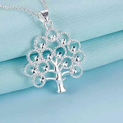 Collana con ciondolo albero fine in argento Sterling 925 da 45cm per le donne ciondoli moda regali di natale gioielli da sposa per feste