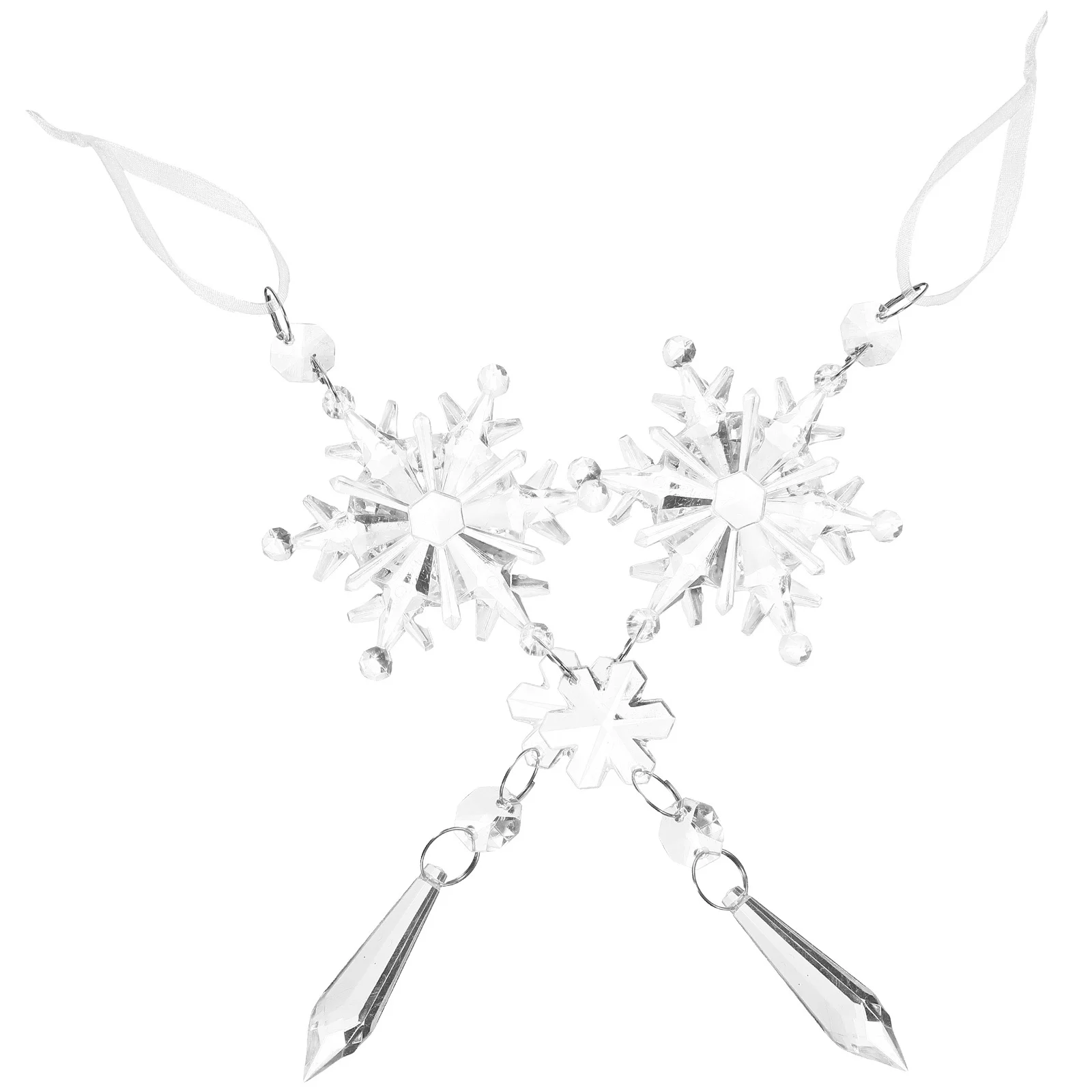 

2pcs Snowflake Hanging Ornament Acrylic Christmas Decor Xmas Tree Pendant Party Decoration Home Garden Wall Door Hanging