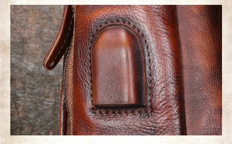 Leather Chest Bag Men\'s Handmade Messenger Shoulder Bag Zipper Business Men Chest Pack Retro Soft Leather First Layer Leather