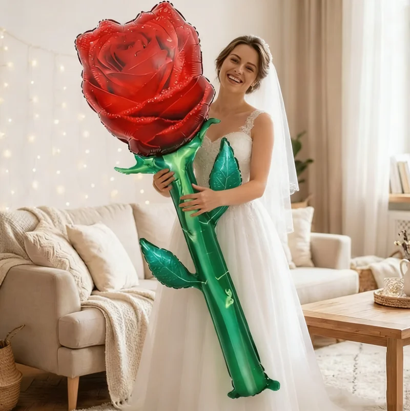 

1Pc High-quality Standing Rose Balloon Wedding Mother's Day Valentine's Day Ballons Gift Anniversary Birthday Party Decor Ballon