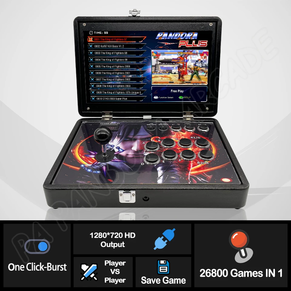 Consola Pandora DX Plus, consola Arcade portátil plegable de 14 pulgadas, caja 26800 en 1, pantalla HD de 720P, Mini Arcade Moonlight