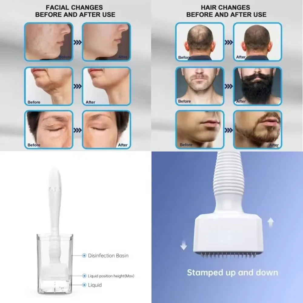 DRS 140A regulowany Dermastamp Microneedling 140 pinów medyczna stal nierdzewna mikroigła Derma pieczątka wzrost brody włosów