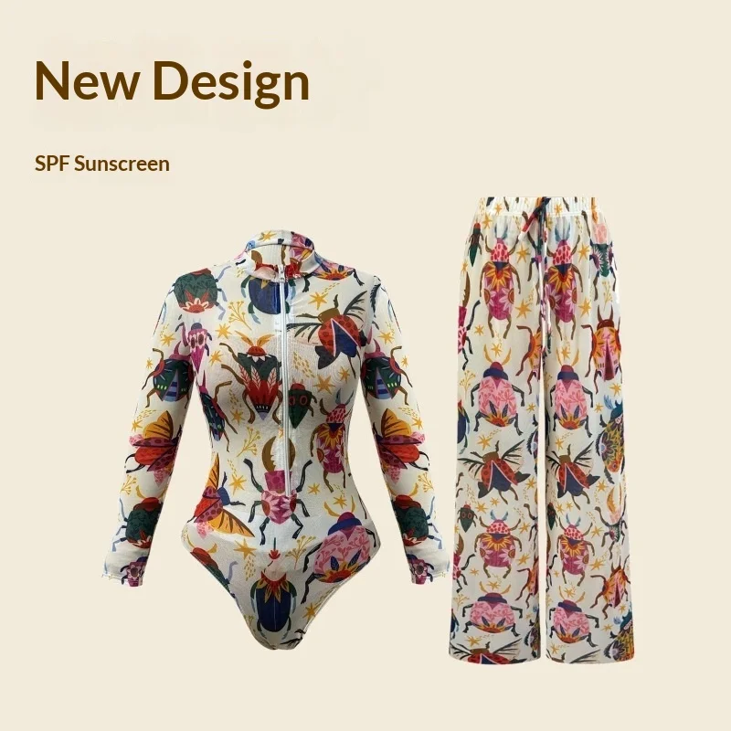 SPF Sunscreen Suit Trousers Купальник Swimsuit Suit Long Sleeve One-piece Swimsuit Women Bathing Suit Women Swimwear Bikinis