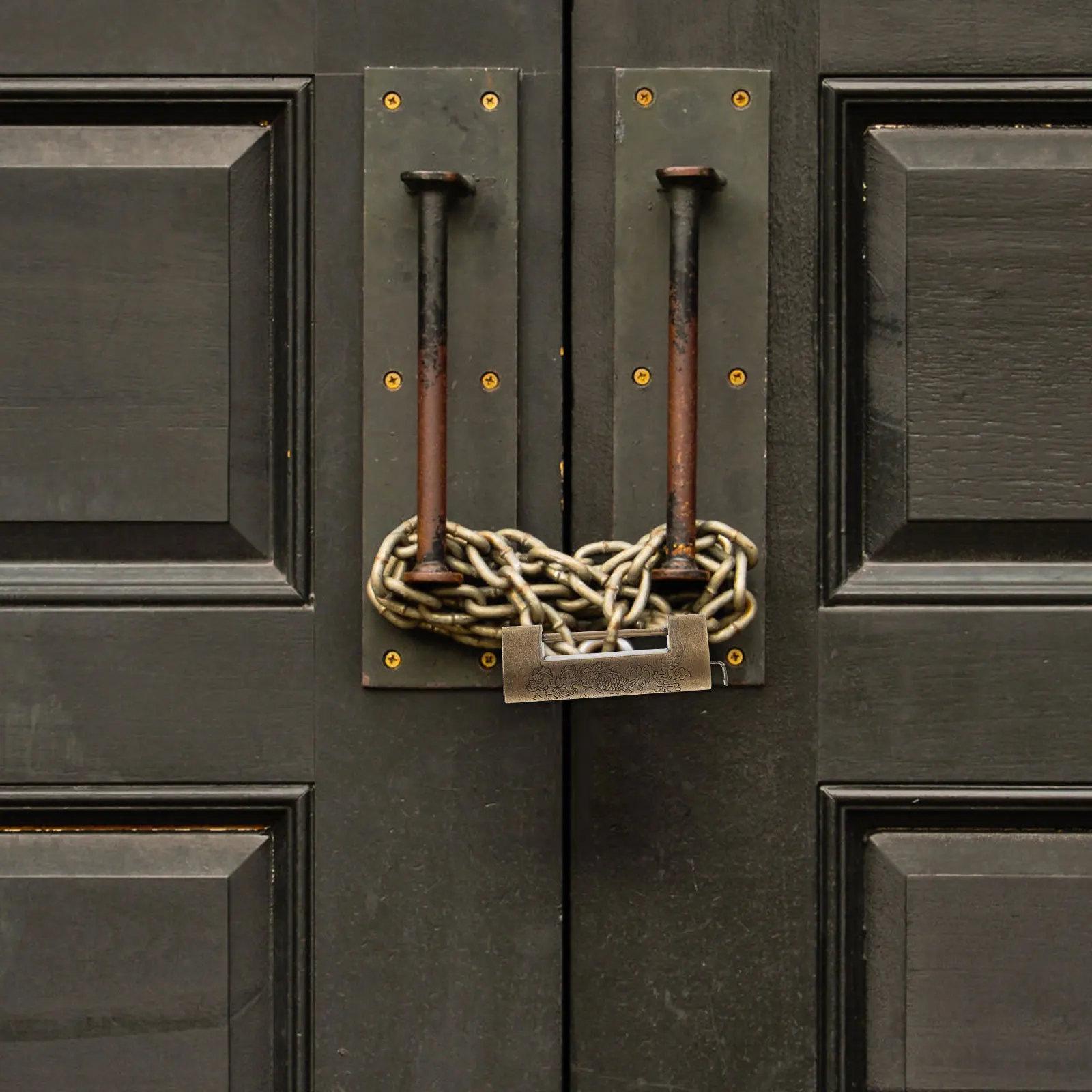 

1Set Chinese Style Copper Lock Vintage Engraved Padlock for Wooden Box Jewelry Drawer Engraved Lock