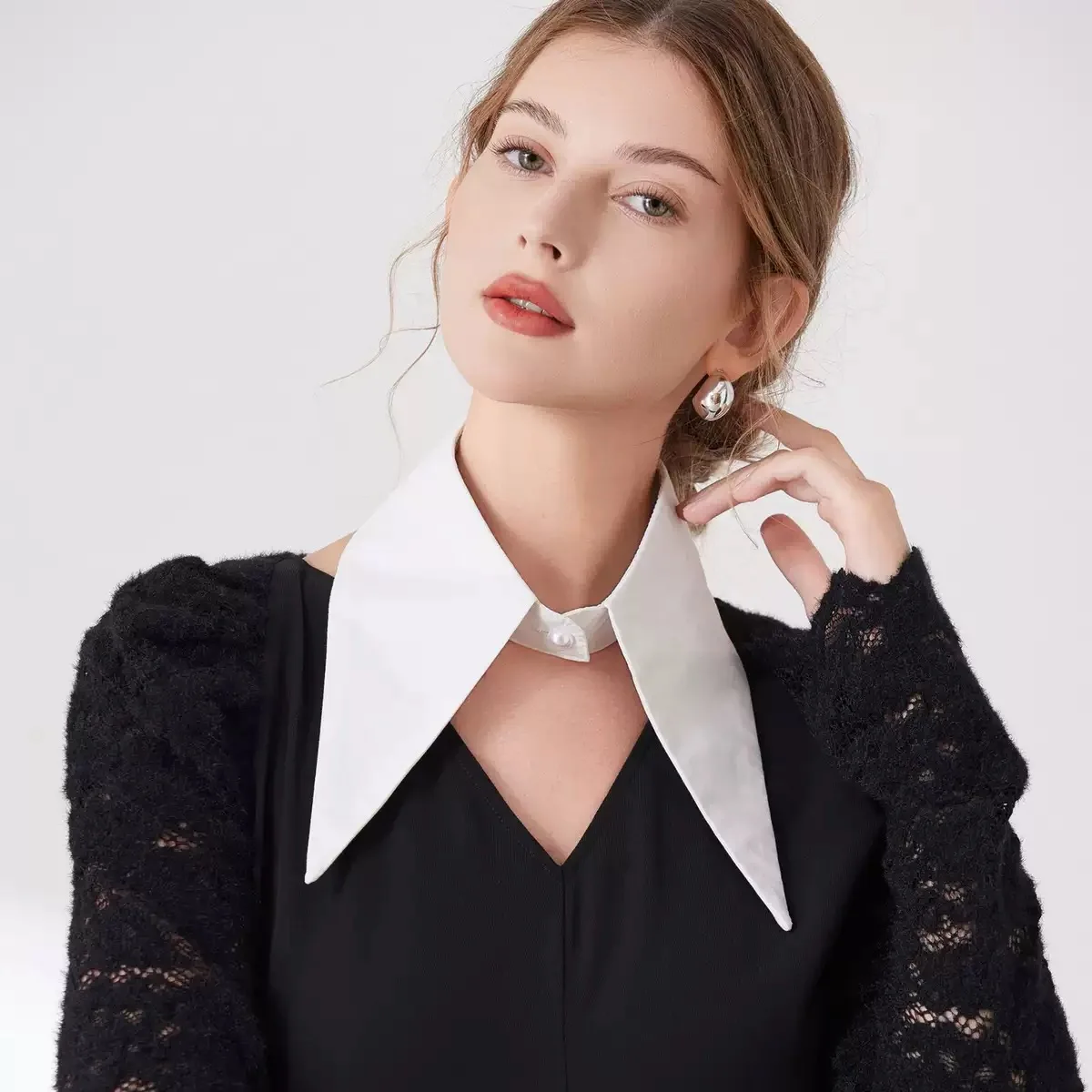 Classic Fake Collar Solid Color Detachable Dickey Collar Sweater Shirts Faux False Collar for Women Men Clothing Decorative