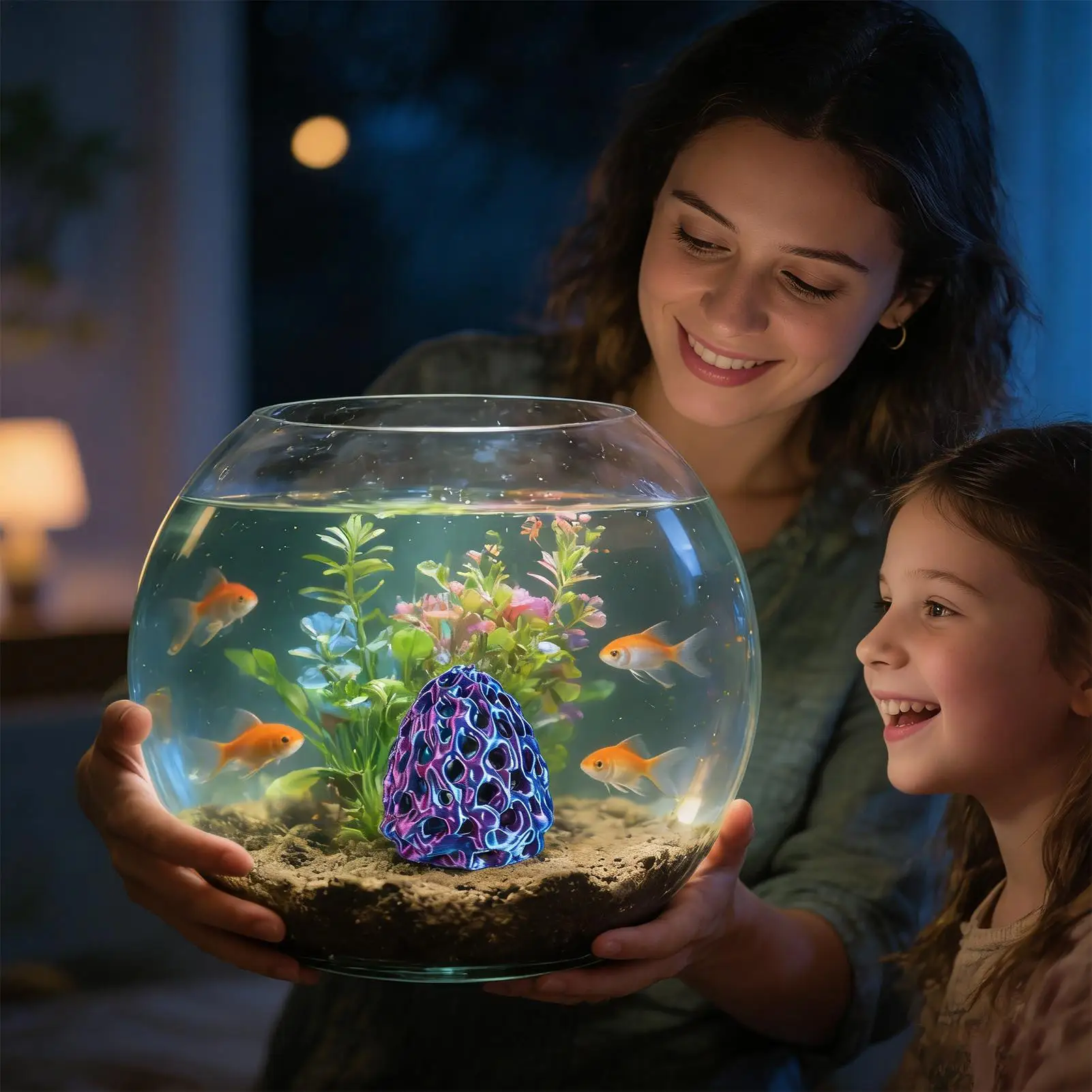 Caverna para Camarões em Aquário: Pedra de Coral Porosa Simulada, Decoração para Habitat de Camarões, Túnel para Aquário com Ventosa para Tanque de Guppies e Terrários