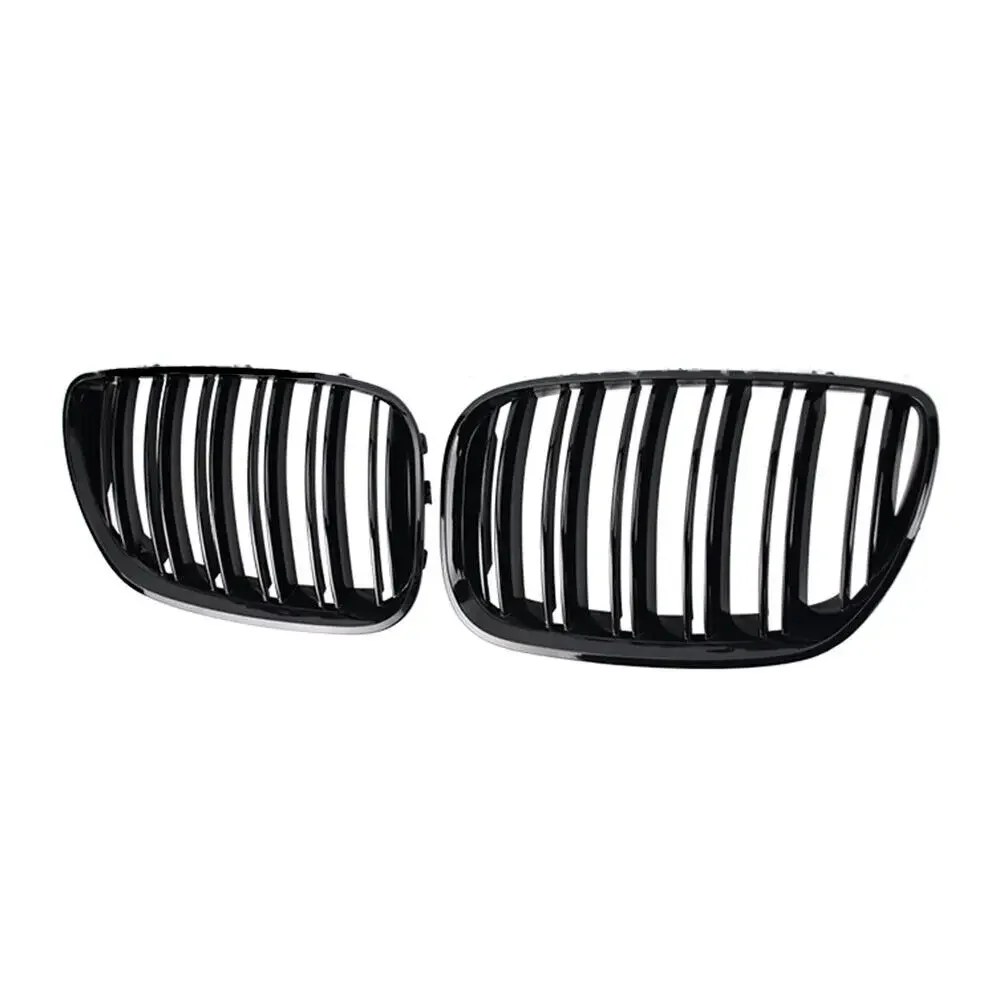 For BMW X5 E53 2004 2005 2006 Car Grille Double Line Front Kidney ABS Front Hood Grill Black 51137113733 51137113734 Accessories