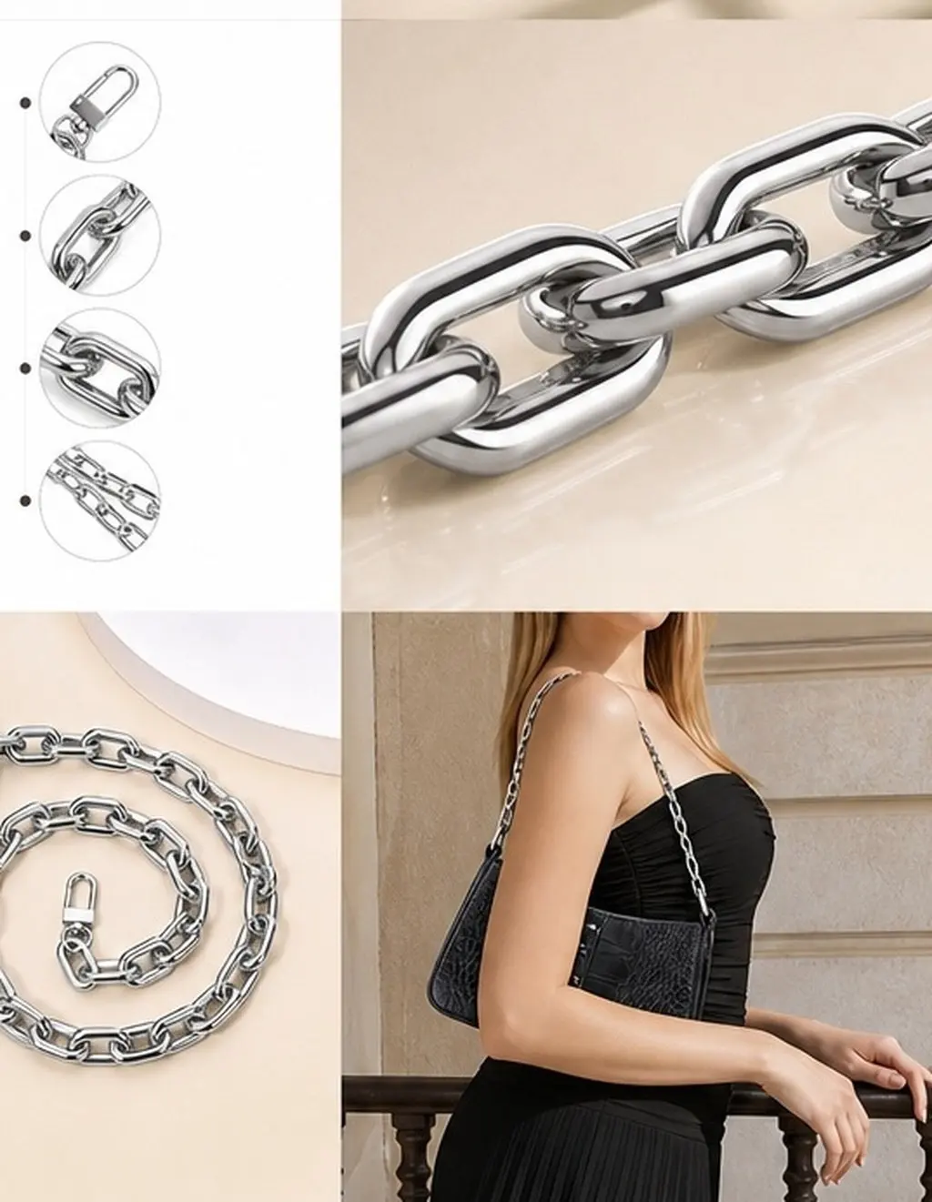 Acrylic Bag Chain Strap Replacement Detachable Purse Chain for Handbag Shoulder Bag Long Lasting Gold Silver Acrylic Chains