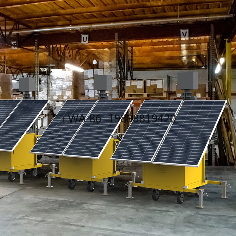 Mobile Light Tower Storage Trailer Without CCTV Backup Power Solar Energy System