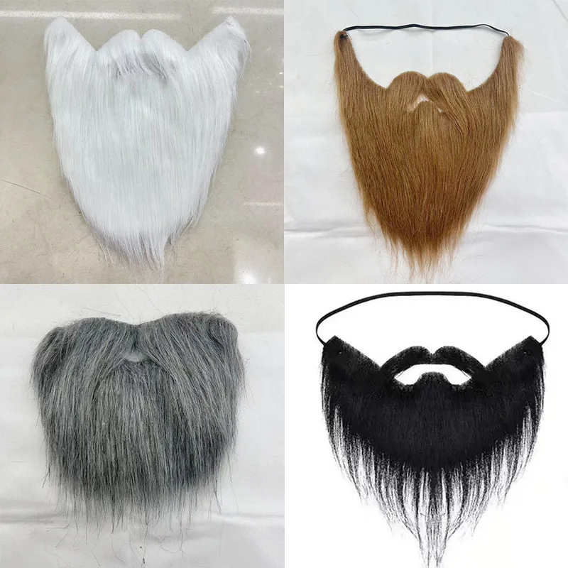 Fake Beards Costume Beard Old Man Santa Claus Mustache Costume Halloween Funny Beard Facial Hair Accessories for Cosplay Party