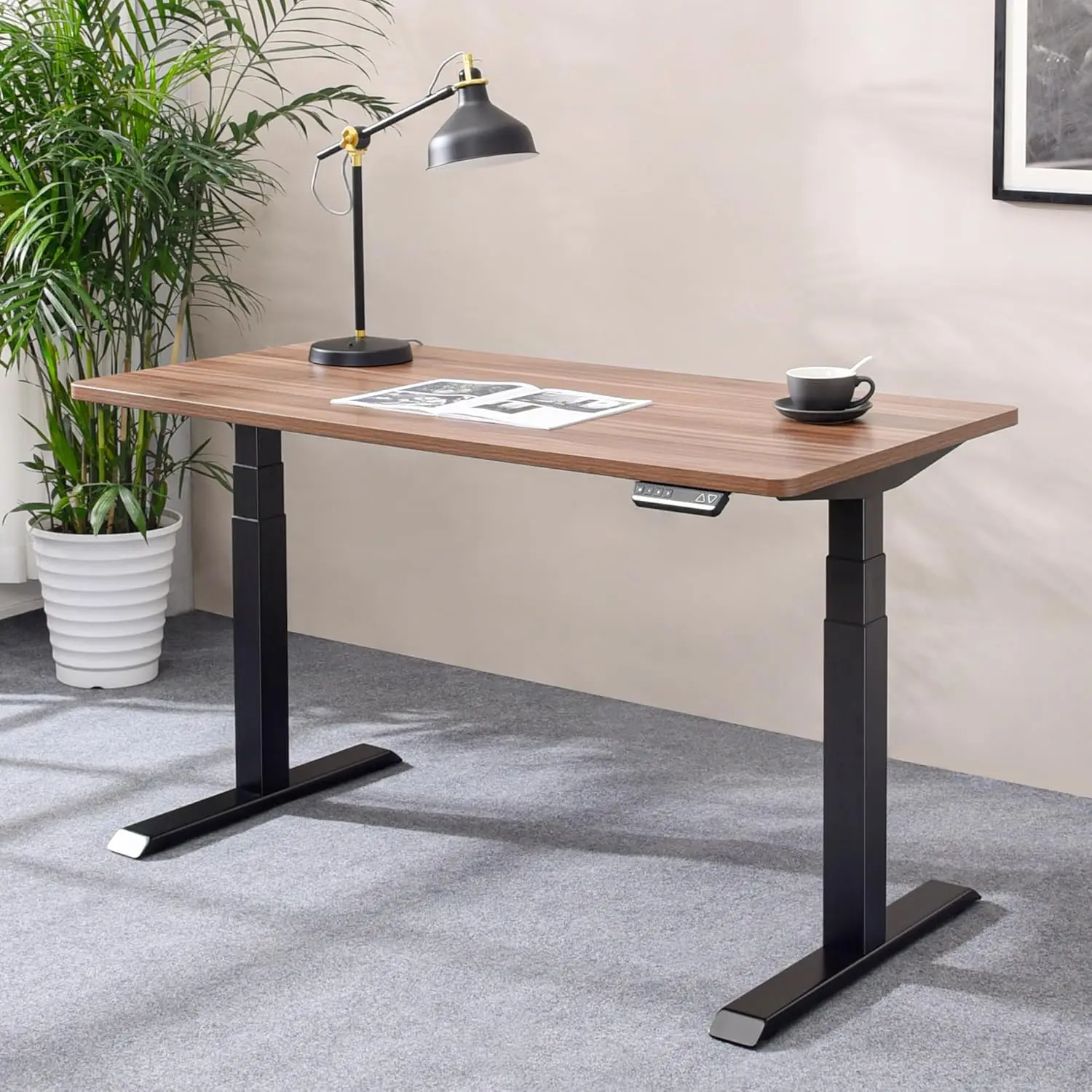 Electric 3 Tier Legs Dual Motor Standing Desk Frame Sit Stand up Height Adjustable Desk Base for Home and Office (Black)