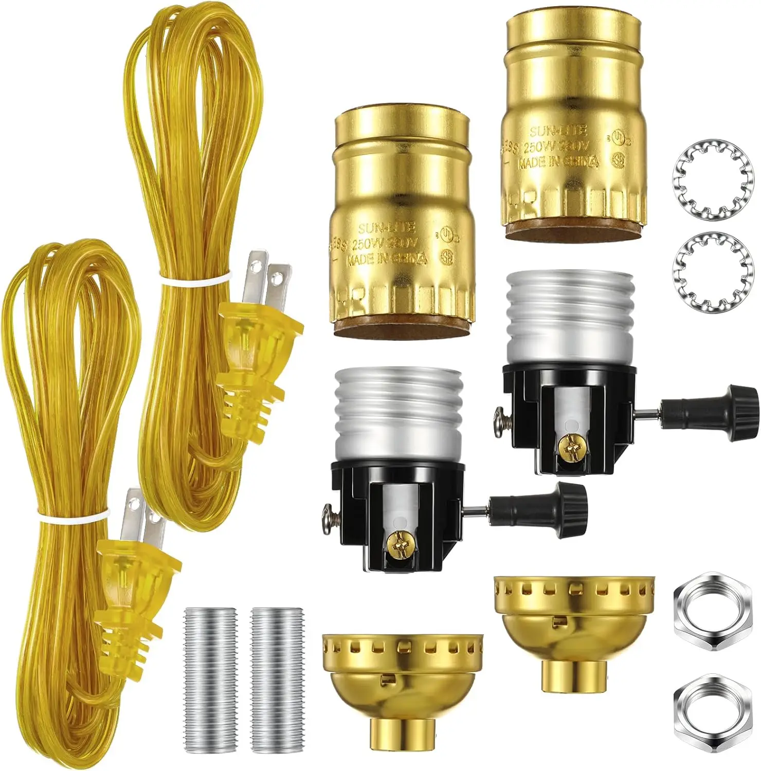 

2 Sets Lamp Repair Kit with 3-Way Socket, Cord, and Hardware for DIY Table or Floor Light Fixes