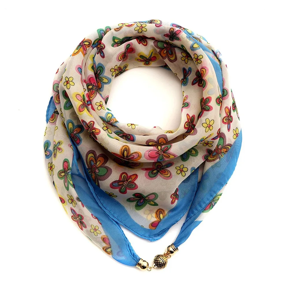 

Fashion Magnetic Buckle Women's Neck Scarf Luxury Korean Style Square Scarf Small Chiffon Kerchief Spring