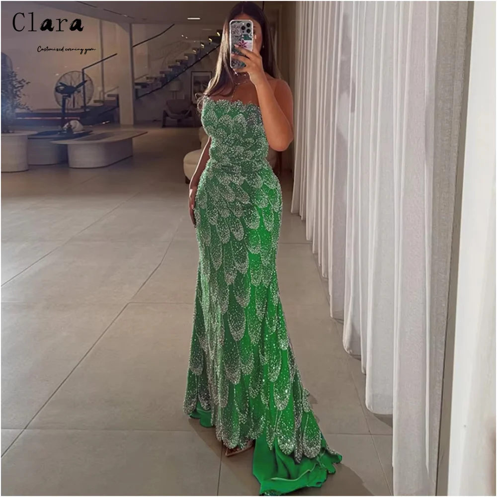 

Clara Custom Green Fishtail Tube Top Sleeveless Luxurious Evening Dresses Luxury 2026 Women's Evening Dress Ball Gown Dresses