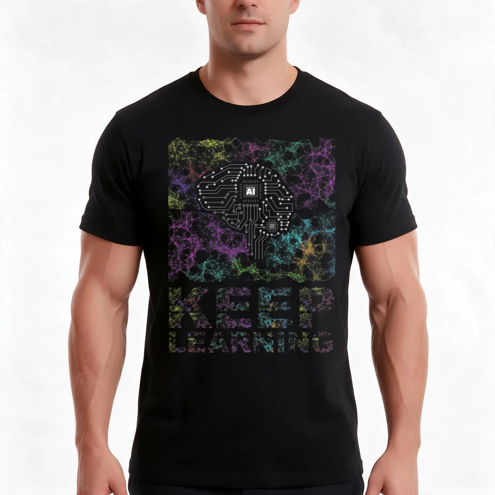 AI – keep learning T-Shirt Summer Casual Cotton Tee Oversized Streetwear Tops Vintage Graphic Print Loose Fit Short Sleeve