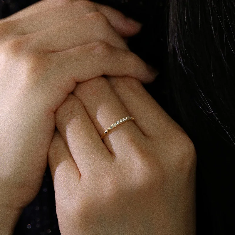 

925 Sterling Silver Plating 18K Gold Inlaid Exquisite Zircon Ring for Women Fashion Temperament Party Wedding Jewelry Accessorie