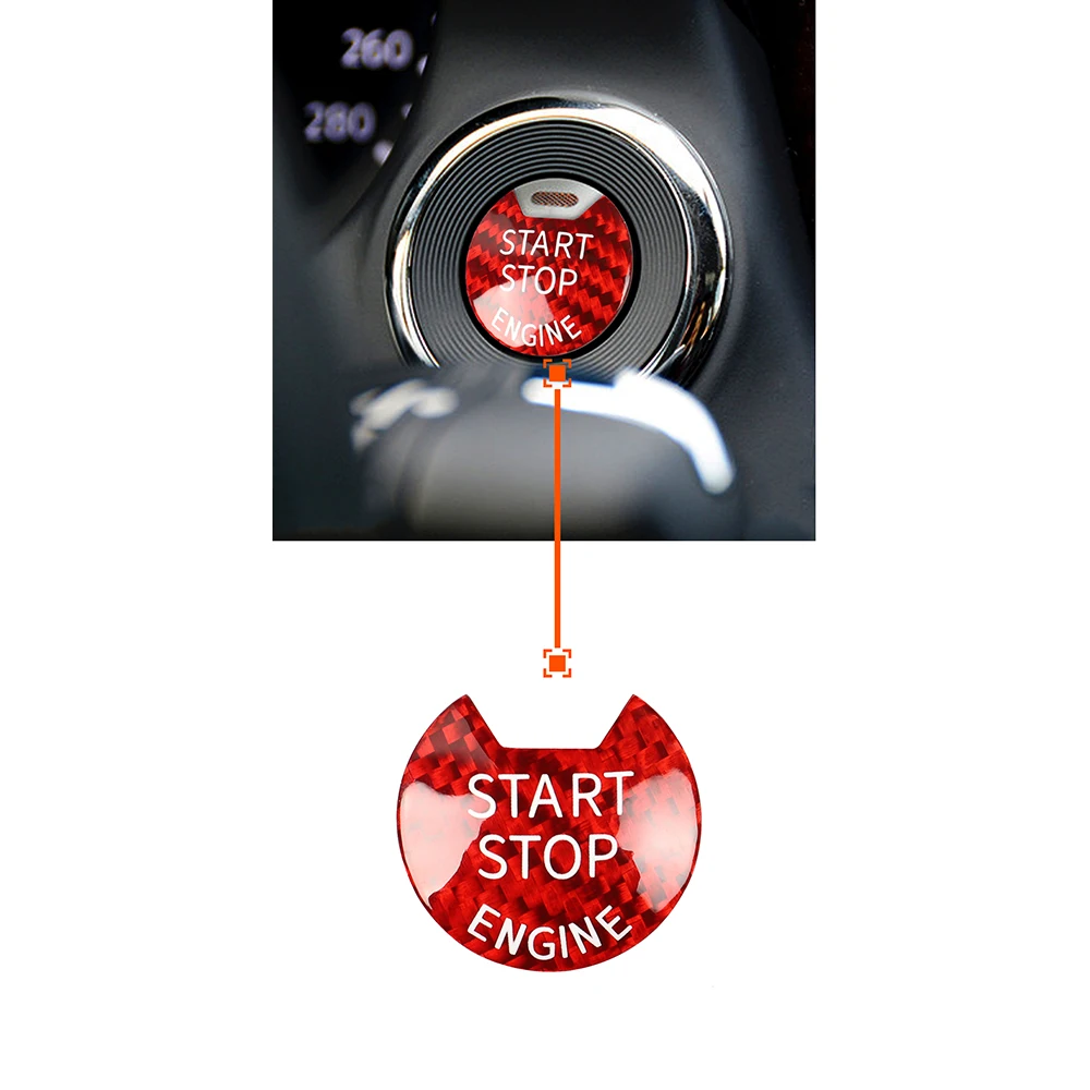 Car One Key Engine Start Stop Push Button Cover Sticker Carbon Fiber Auto Interior Decorative Knob Decals for Nissan Infiniti - view 3
