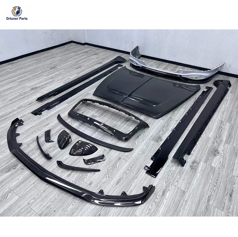 JT New Carbon Fiber Bumper Kit for Flying Spur M Style Upgrade with Exhaust Cut-Outs Screw-On