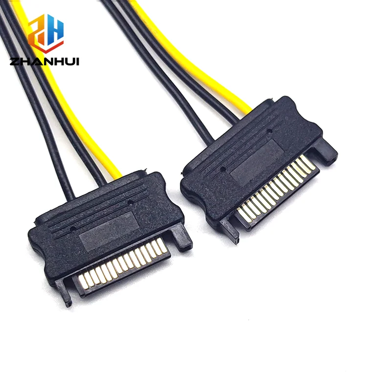 1/2/5/10Pcs Dual 15Pin SATA to 6Pin PCI-E Power Adapter - Graphics Card Power Supply Extension Cord for PC Upgrade